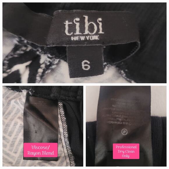 Tibi New York Sz 6 Black White Geometric Mixed Media Motif Tribal Joggers Pants - Picture 5 of 9